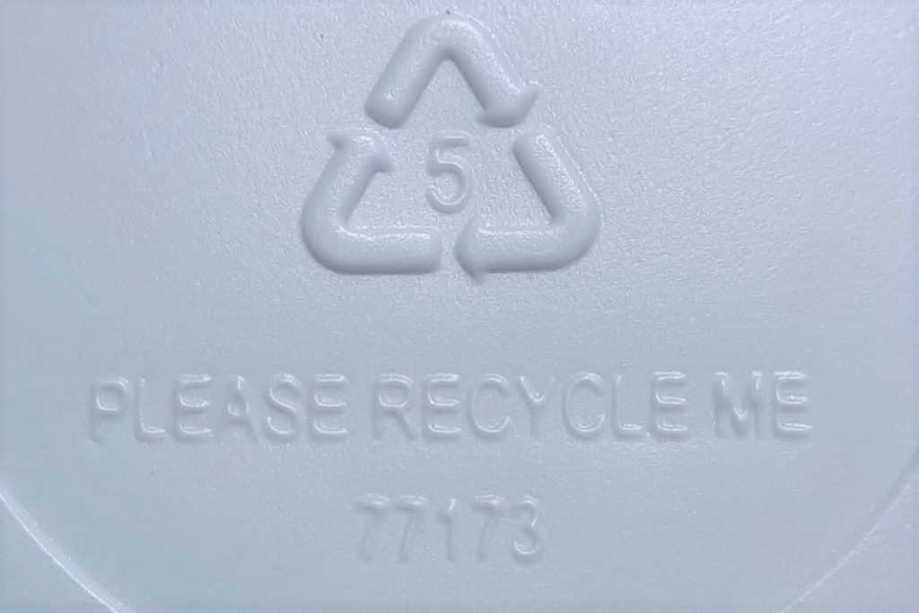 Plastic Bowl with RIC 5 Recycling Symbol